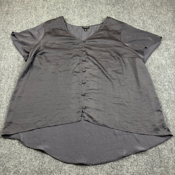 TORRID Women’s Charcoal Grey Button Down Short sleeved Blouse Top size: 2 -2X - Picture 1 of 6